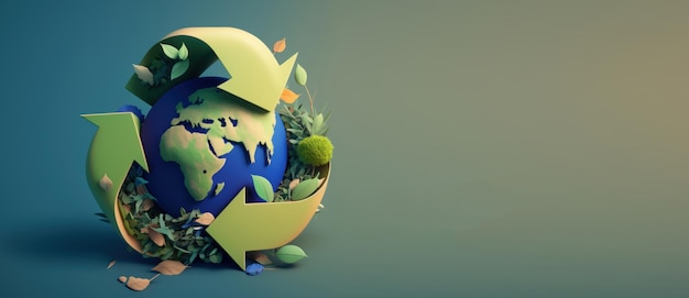 Recycle symbool kopie ruimte Eco vriendelijke aarde achtergrond Generatieve AI