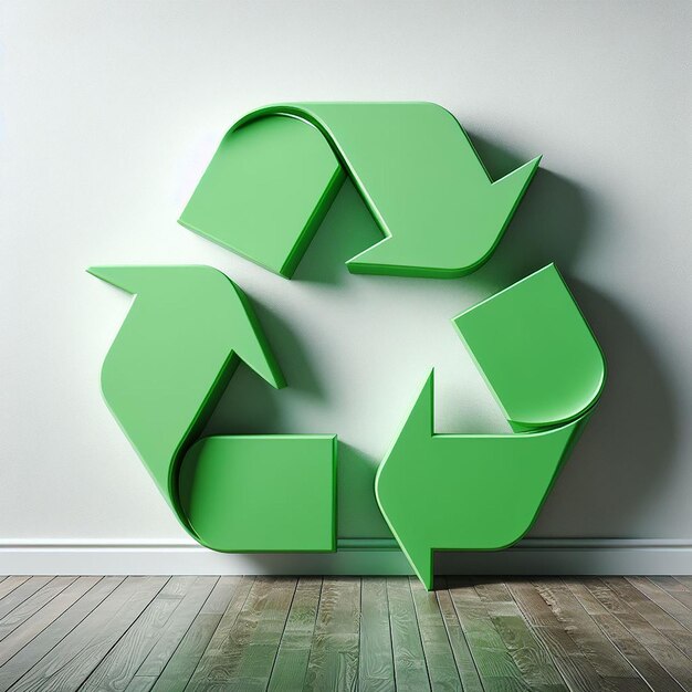 Recycle-symbool tegen een grote lege witte muur