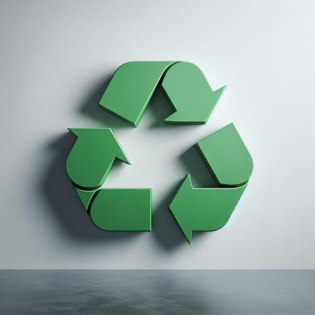 Recycle-symbool tegen een grote lege witte muur