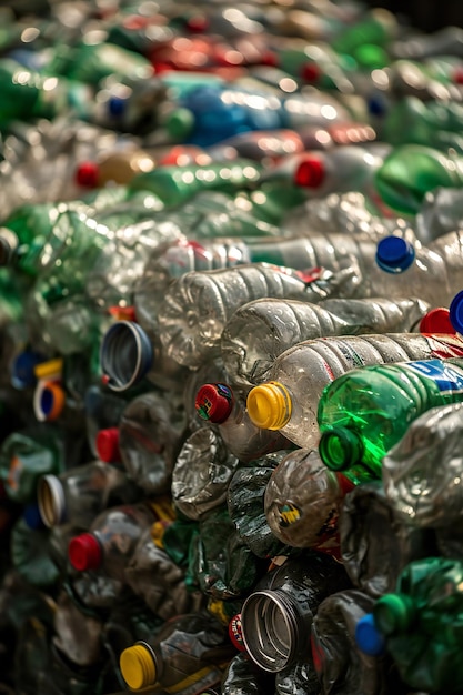 Recycled aluminum cans in metal container