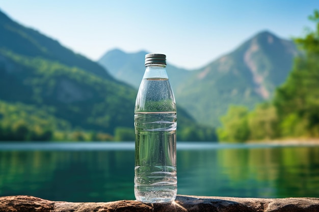녹색에서 재활용 된 병 건강한 자연 여름 뜨거운 계절 더 많은 물을 마시기 개념 생성 Ai