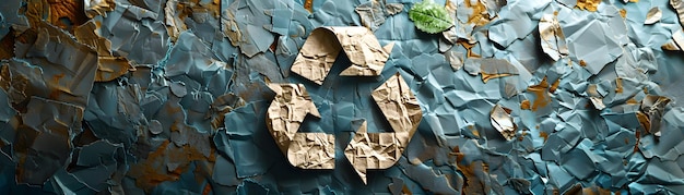 Foto iconica della carta riciclata simbolo di sostenibilità e pratiche ecologiche attraverso la rappresentazione di