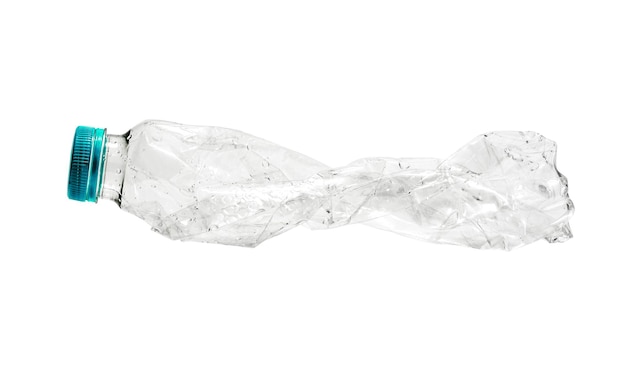 Recycled plastic bottles twisted shape isolated on white background with clipping path