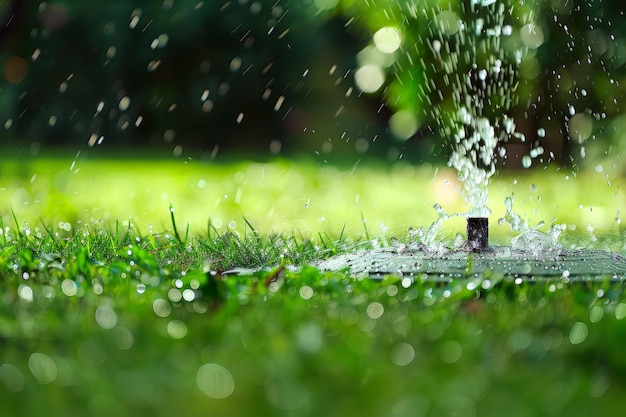 Recycled water sprinklers water het gras