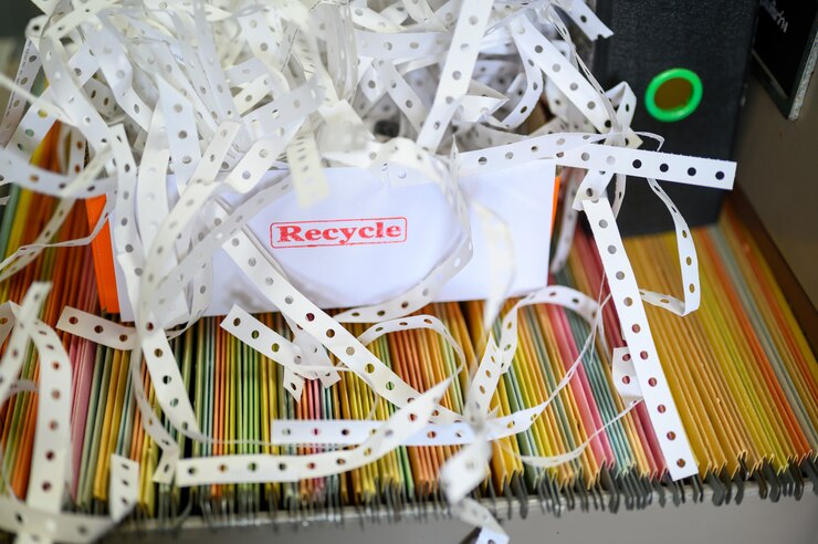 Photo recycled white paper placed at the office