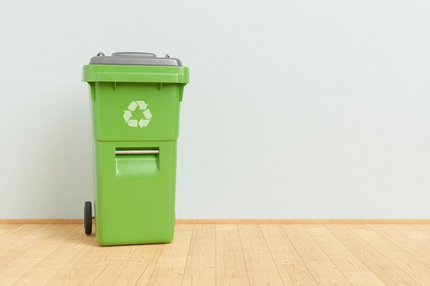 Photo recycling bin placed near wall