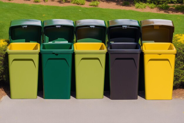 リサイクルコンセプト リサイクルと環境配慮を象徴するゴミ箱 生成型AI
