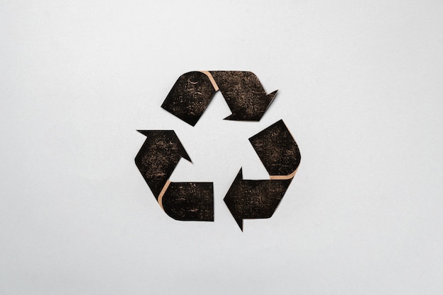 Photo recycling eco concept with cardboard recycle sign