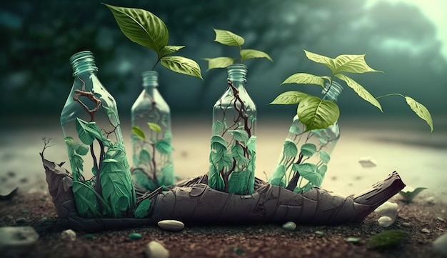 Recycling en recycling Milieuvervuiling en vernietiging van de ecologie van de planeet