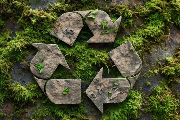 Recycling groen symbool groen bos op de achtergrond wereldwijde recycling dag