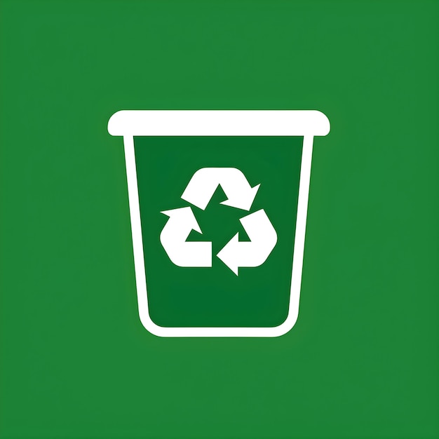 Recycling icon or symbol on a garbage can