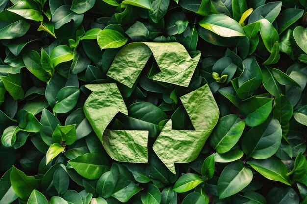Foto recycling icoon gemaakt van groene bladeren