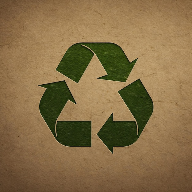 Recycling mark mebius loop carved into brown cardboard background