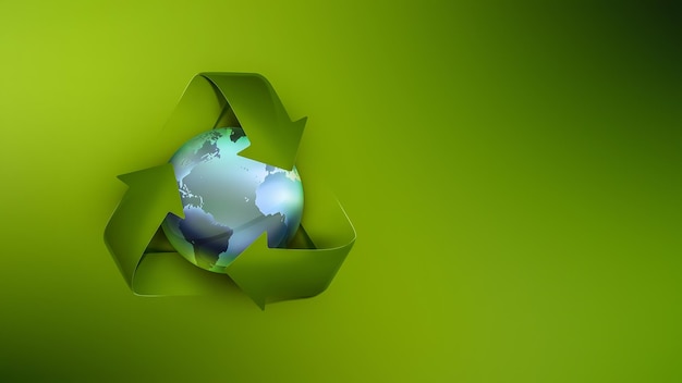 Foto simbolo di riciclaggio e pianeta blu