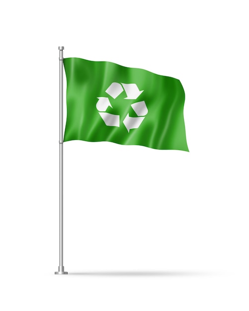 Recycling symbol flag isolated on white