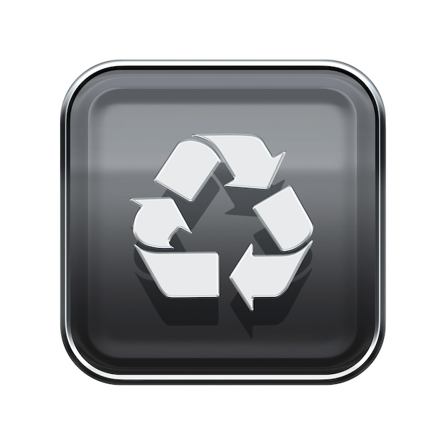 Recycling symbol glossy icon grey