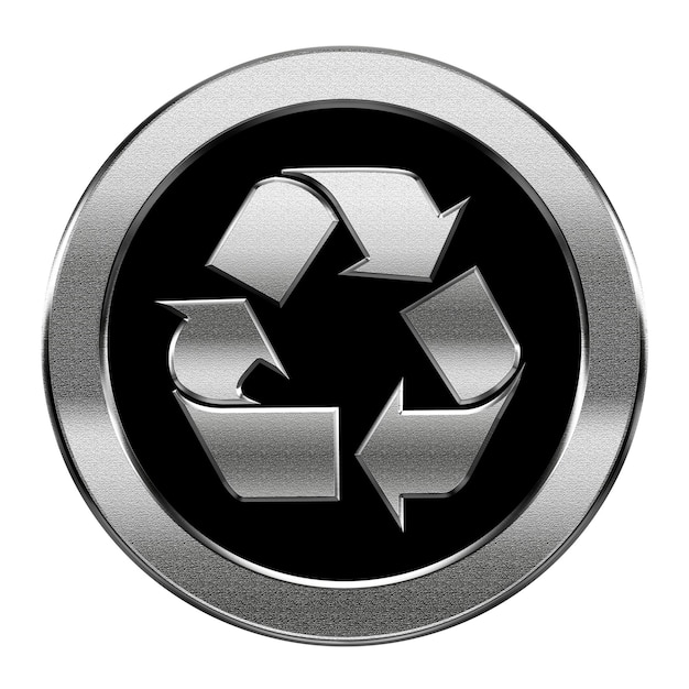 Recycling symbol icon silver