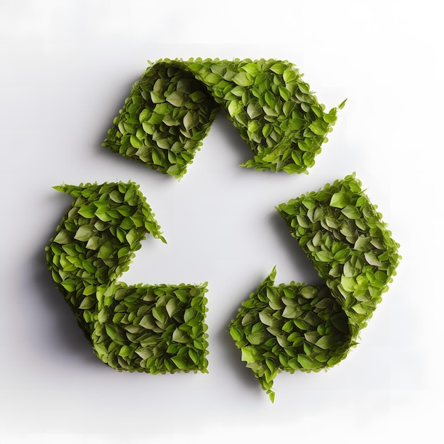 緑の葉で作られたリサイクルシンボル エココンセプト