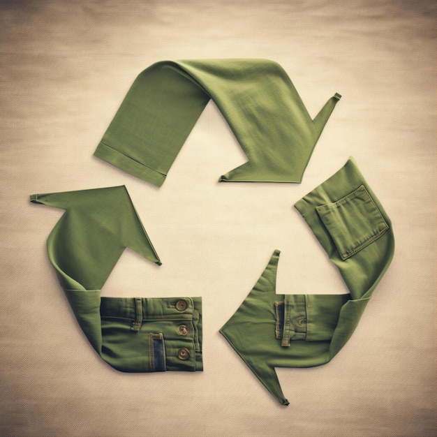 A recycling symbol made with jeans and a pair of jeans.