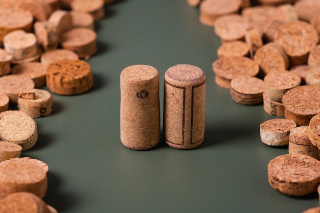 Recycling symbol and wine cork for secondary use