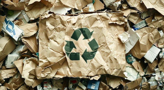 Recycling van karton en vuilnisbakken als achtergrond voor milieubewustzijn en duurzaamheidsconcept