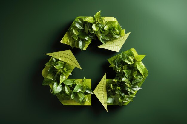 Recyclingbord groen driehoekig eco-recyclingconcept door generatieve ai