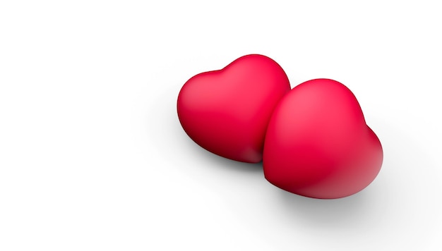 Red 3D heart symbol realistic illustration on white background 3d illustration