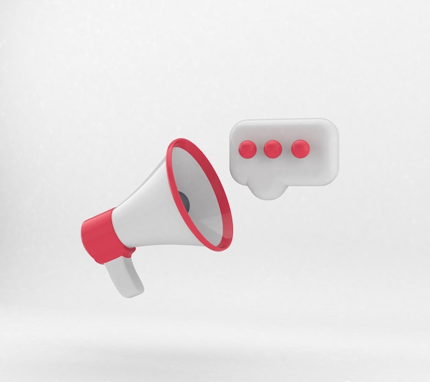 Red 3d megaphone for composition