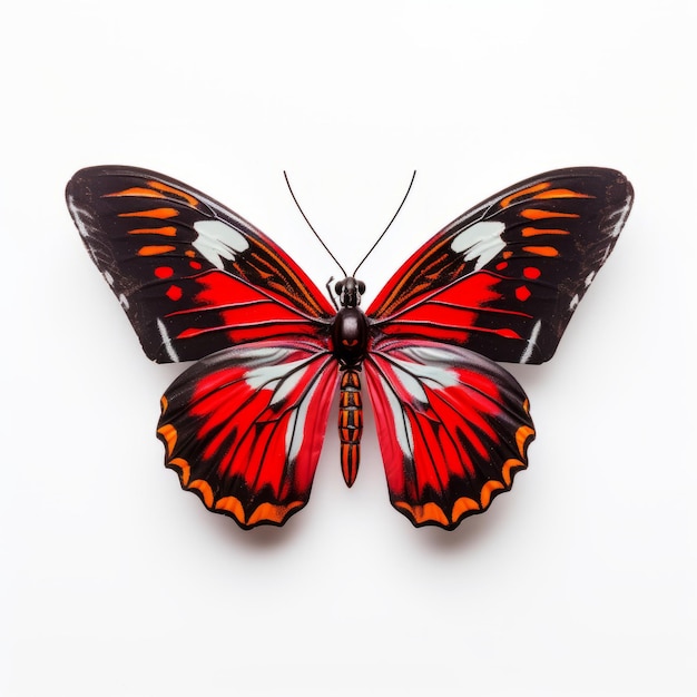 Photo red 3d red butterfly isolated