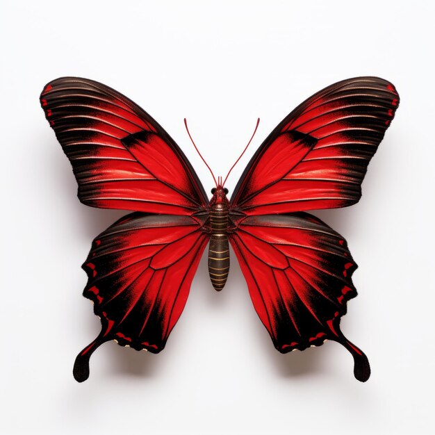 Photo red 3d red butterfly isolated