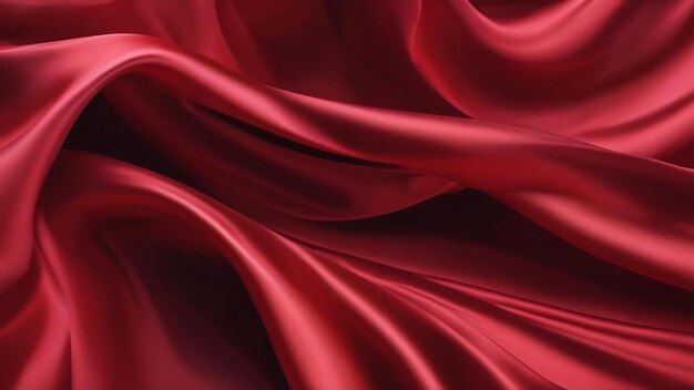Red abstract art background silk texture and wave lines in motion for classic luxury design