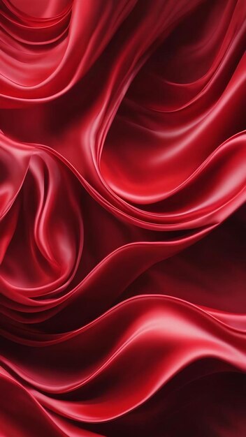 Red abstract art background silk texture and wave lines in motion for classic luxury design