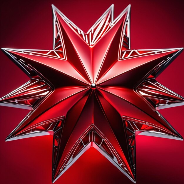 Red abstract background Of metalic star