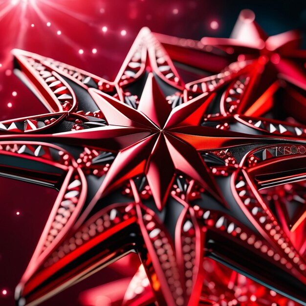 Red abstract background Of metalic star