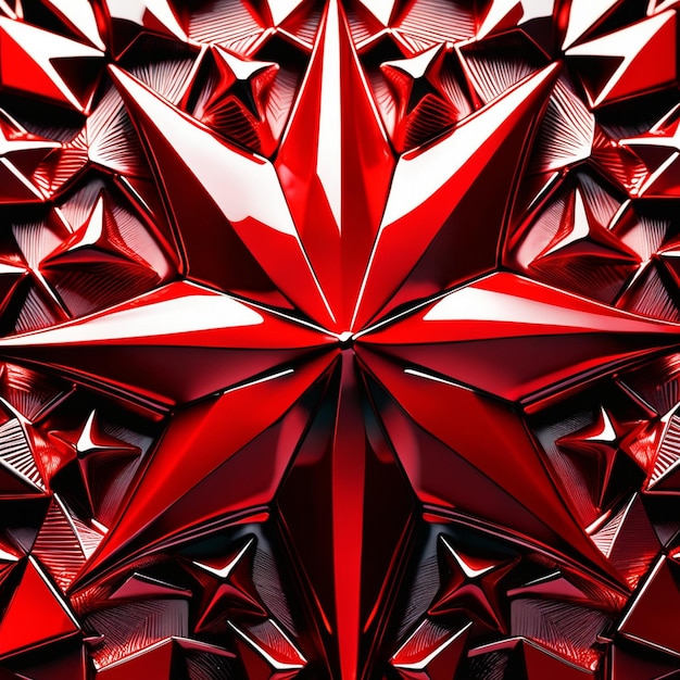 Красный абстрактный фон металлической звезды