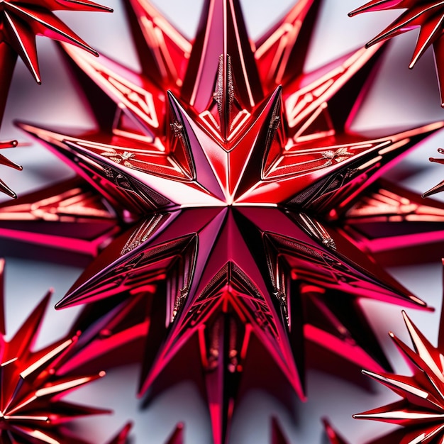 Red abstract background Of metalic star