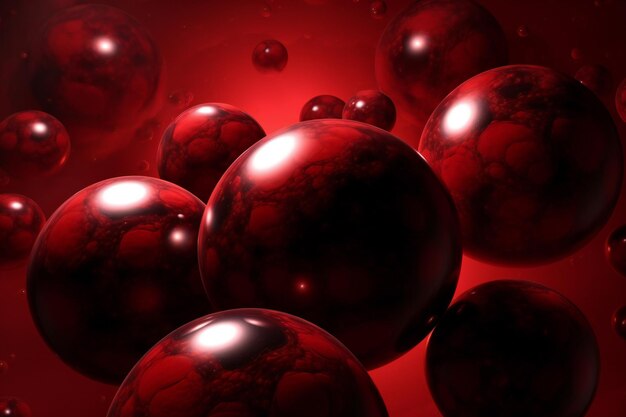 Red abstract background with balls