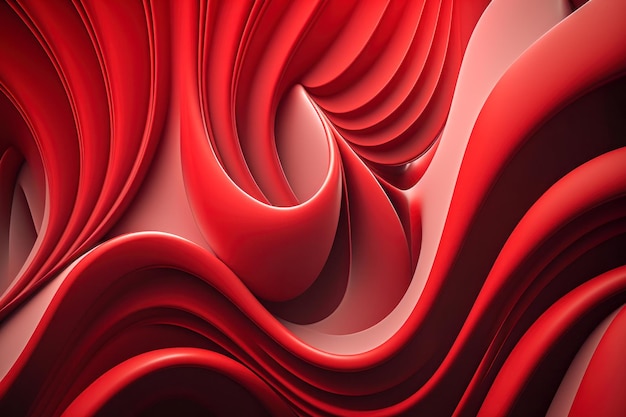 Red abstract background with wavy shapes Generative AI