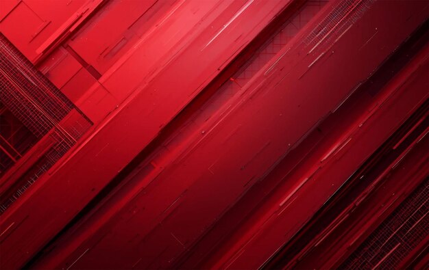 red abstract geometric composition with diagonal lines and 3d shapes