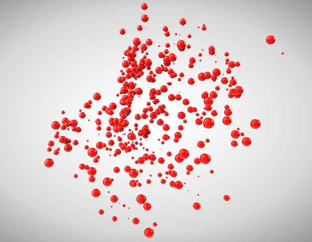 Red abstract spheres on a grey background