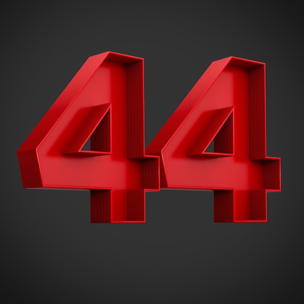 Red Advertising Digit 44 or forty four with inner shadow 3d illustration