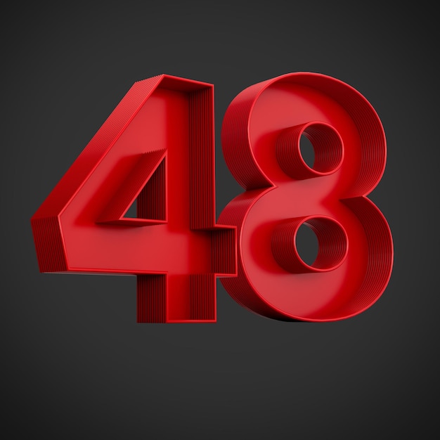 Red Advertising Digit 48 of achtenveertig met innerlijke schaduw 3d illustratie