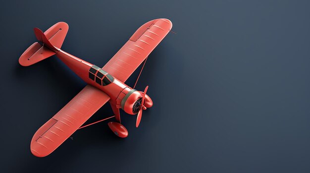 Photo a red airplane with a propeller on a blue background the plane is in focus and the background is blurred