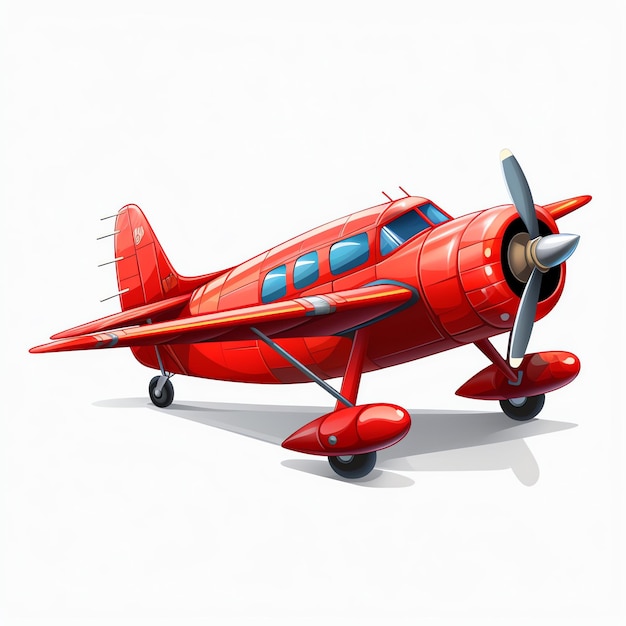 a red airplane with propeller