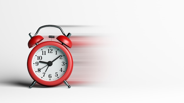 Red Alarm Clock with Blur Effect on White