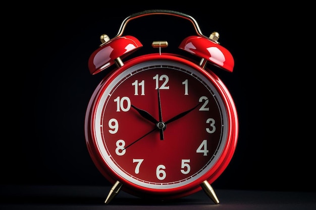 a red alarm clock with the numbers 10 and 12 on it.