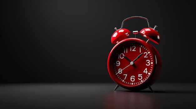 Photo red alarm clock with timeless design stands out on a monochrome background