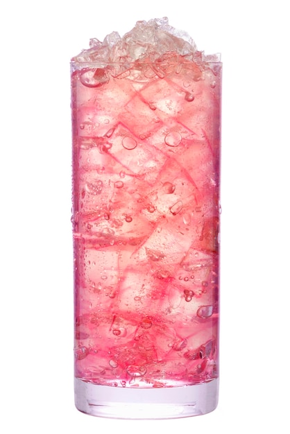 Red alcoholic cocktail with vodka and ice