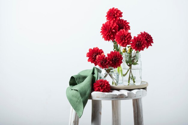 Red amazing flowers dahlias