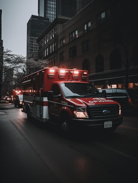 a red ambulance with the word  firetruck  on the front